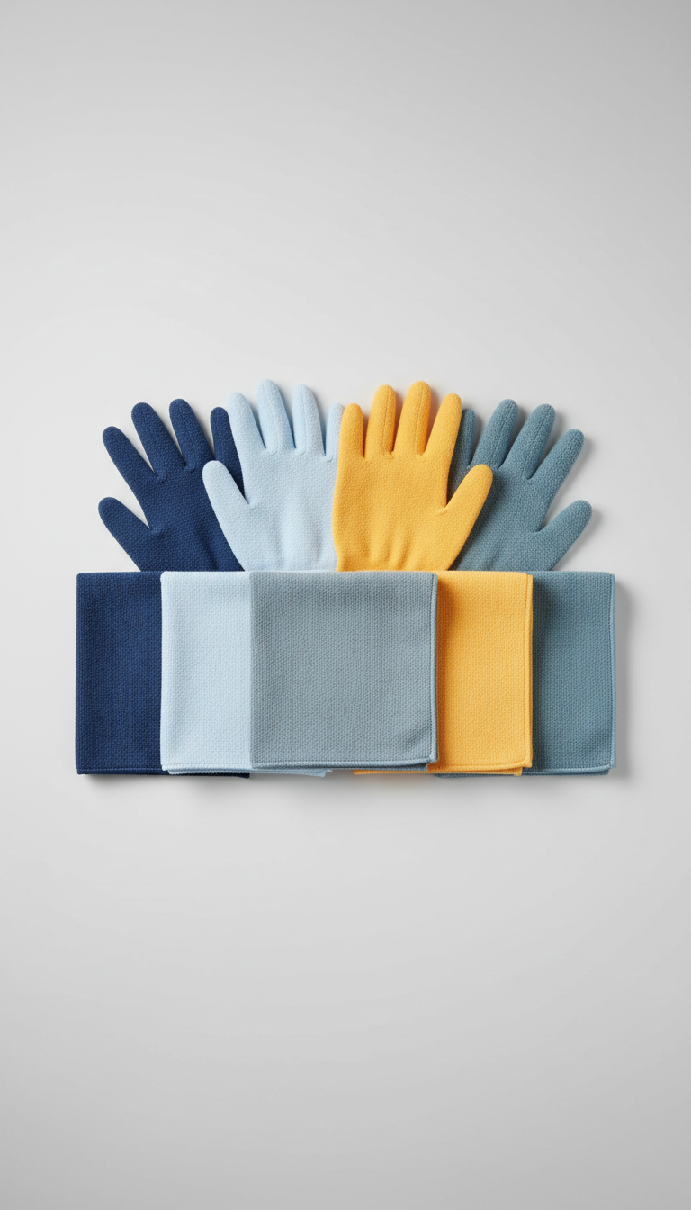 Color-Matched Microfiber Cloths And Gloves