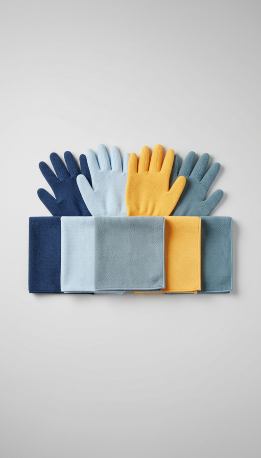 Color-Matched Microfiber Cloths And Gloves